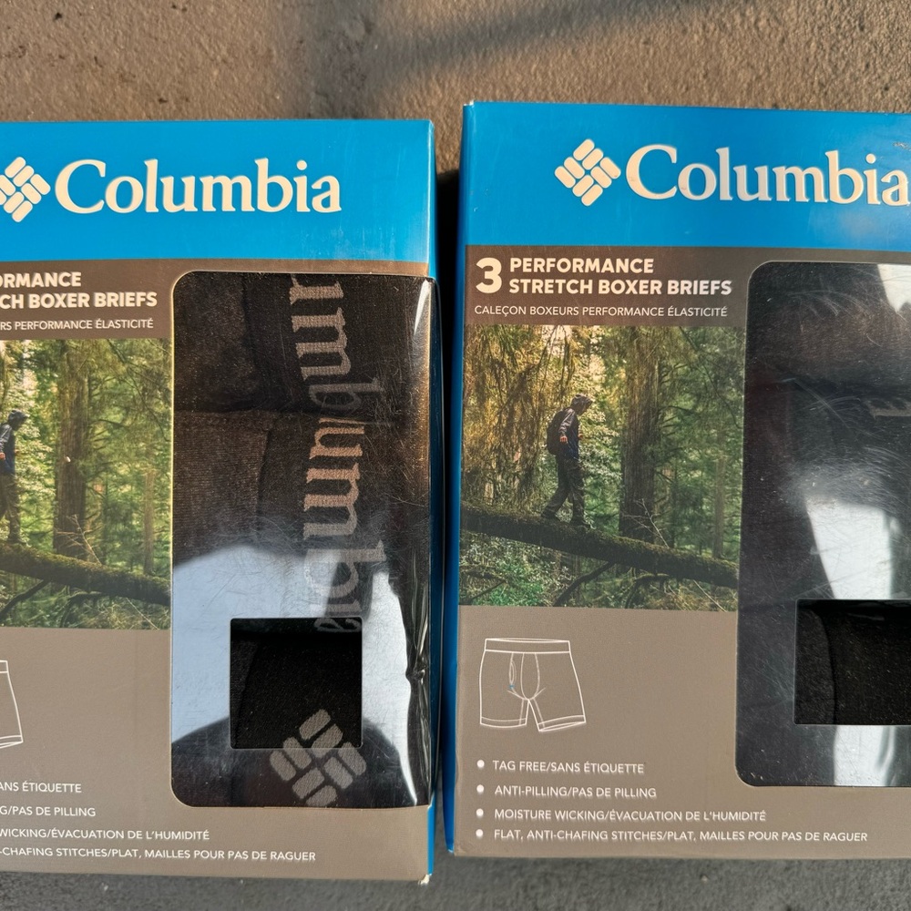 Brand new in box Columbia Men's Performance Stretch Boxer Briefs 3 Pack- small